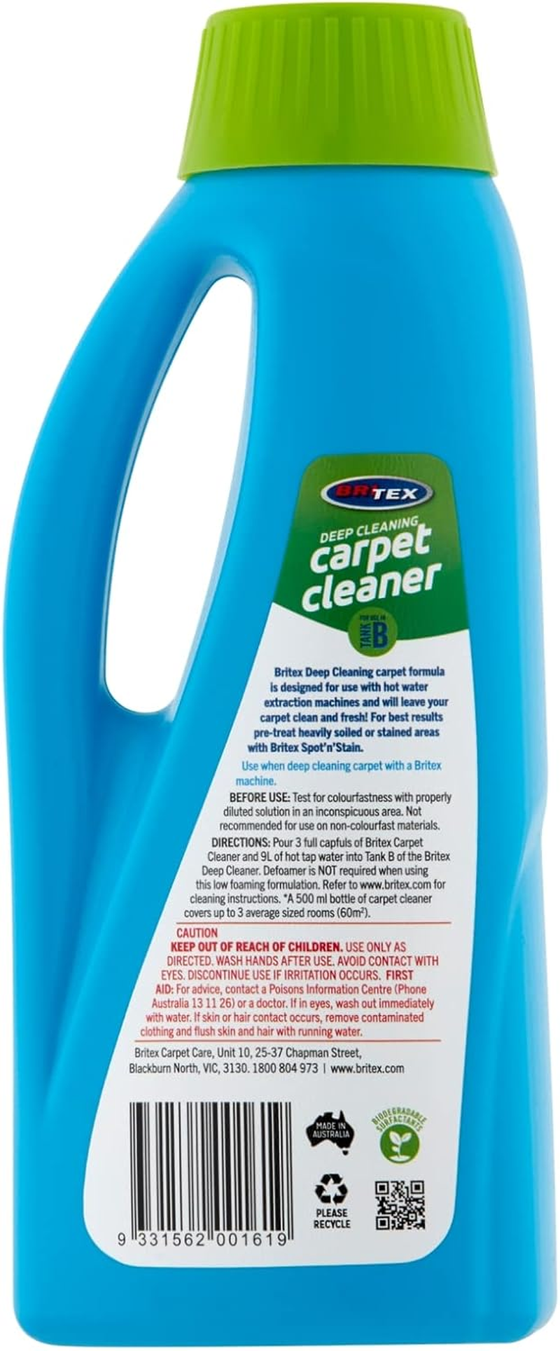 Britex Deep Cleaning Carpet Cleaner - 500Ml Concentrated Low Foaming Formula with Spotguard&reg; Stain Protection