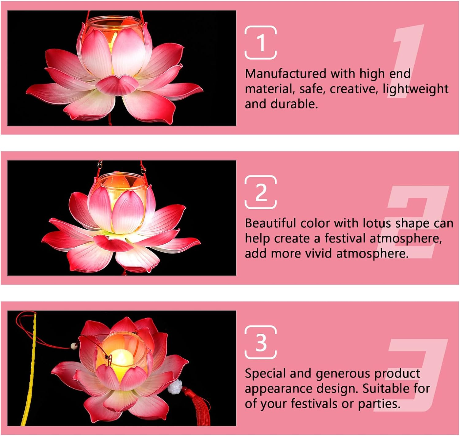 PLAFOPE Lotus Handheld Festival Lantern DIY Craft Kit for Red Small Lantern Making Materials Set Party and Supplies