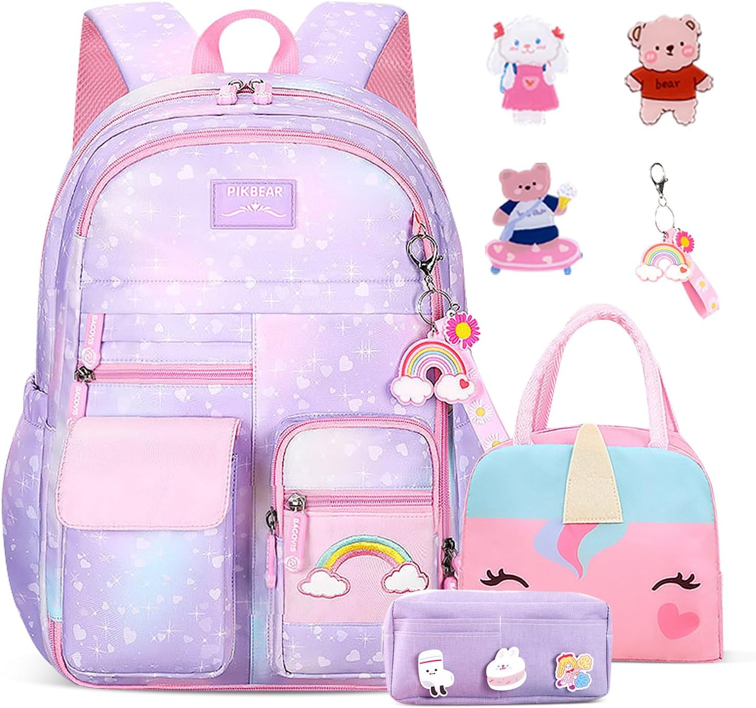 AUTOWT Backpack for Girls &ndash; Kids Backpack with Lunch Box and Pencil Pouch - Waterproof School Bag for Teen Girl Kid Students Elementary Middle School, Kids' School Bag