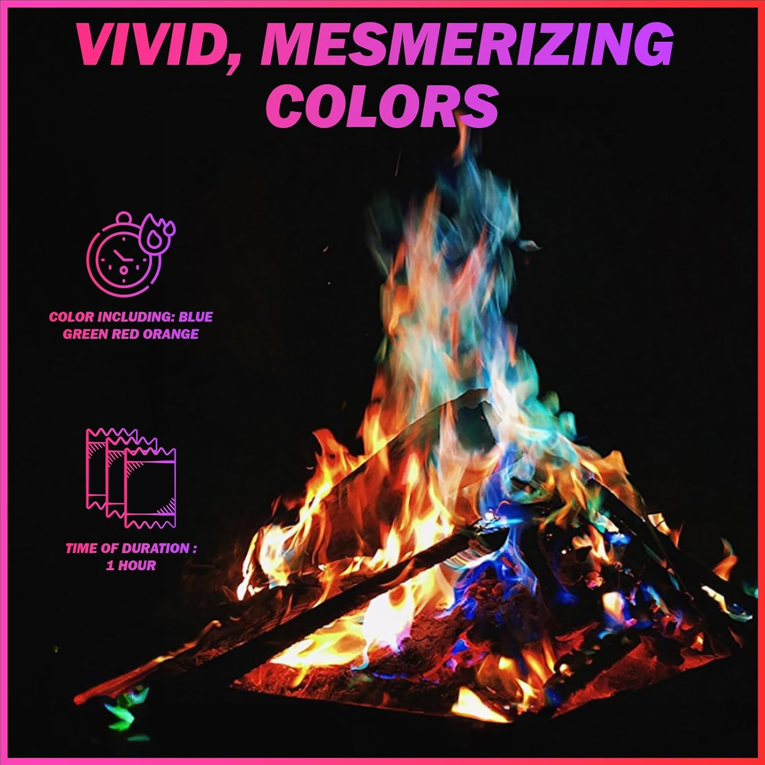 12 Pack Colorful Flames Color Fire Packets Fire Pit for Campfire,Fire Color Packets Camping Accessories for Kids & Adults,Outdoor Fire Changing Cosmic Flame Powder. (12 Packets) image number 4