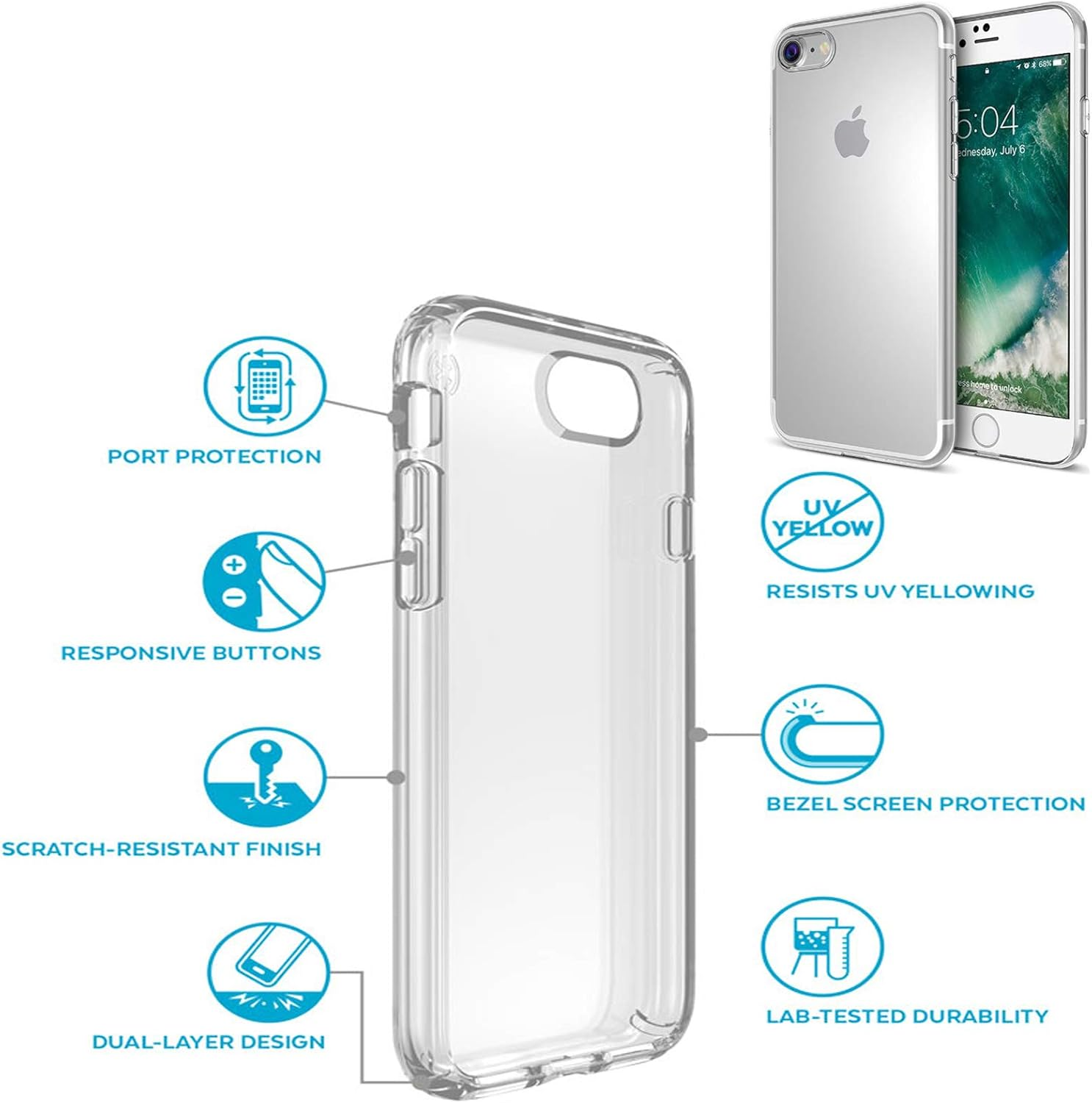 Apple Iphone 8 TPU Transparent Crystal Clear Cushion Bumper Back Case Cover image number 2