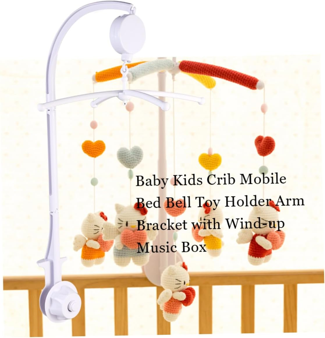 Yardwe Baby Crib Bell Holder Arm Bracket for Infants with Wind-Up Music Box Adjustable Mobile Bed Bell Hanger Plastic for Nursery Decoration image number 6