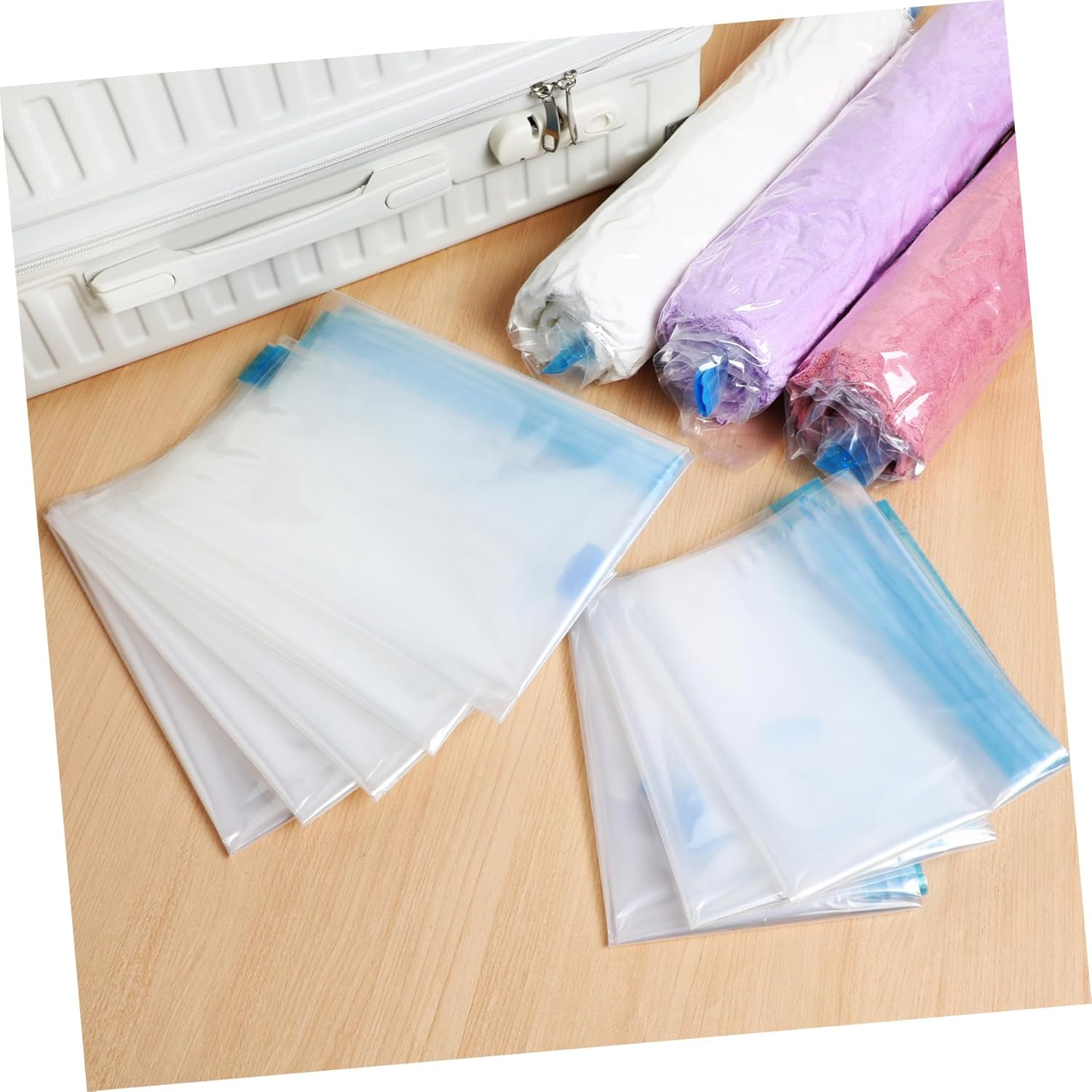 HOMOCONO 12Pcs Travel Compression Bags Vacuum Sealed Storage Bags for Packing Space Saver Travel Toiletries Essentials image number 4