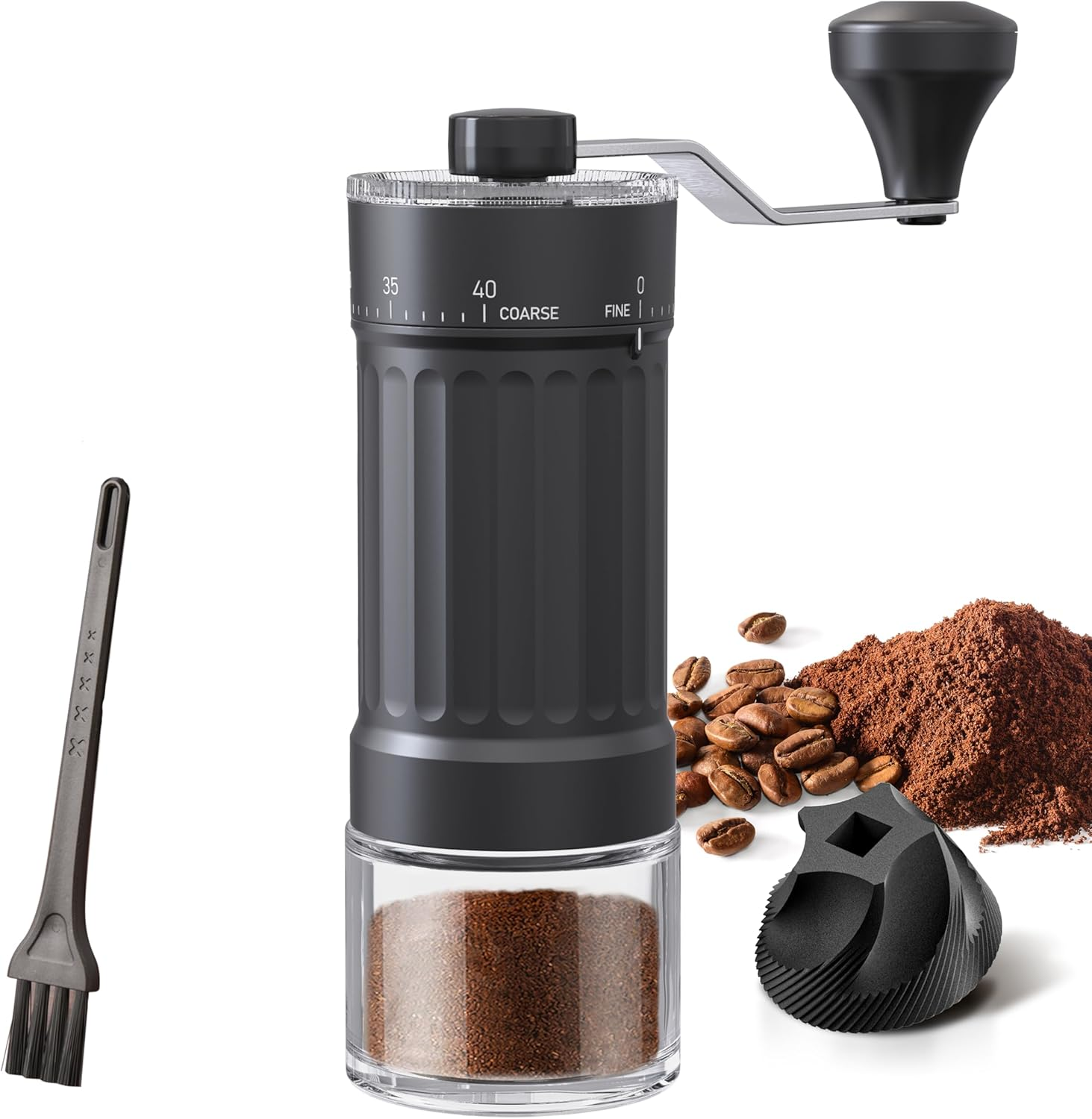 Portable Coffee Grinder Conical Burr for Espresso French Press Pour over Double Bearing Internal Adjustment Capacity 25G (External Adjustment Ceramic Burrs) image number 5