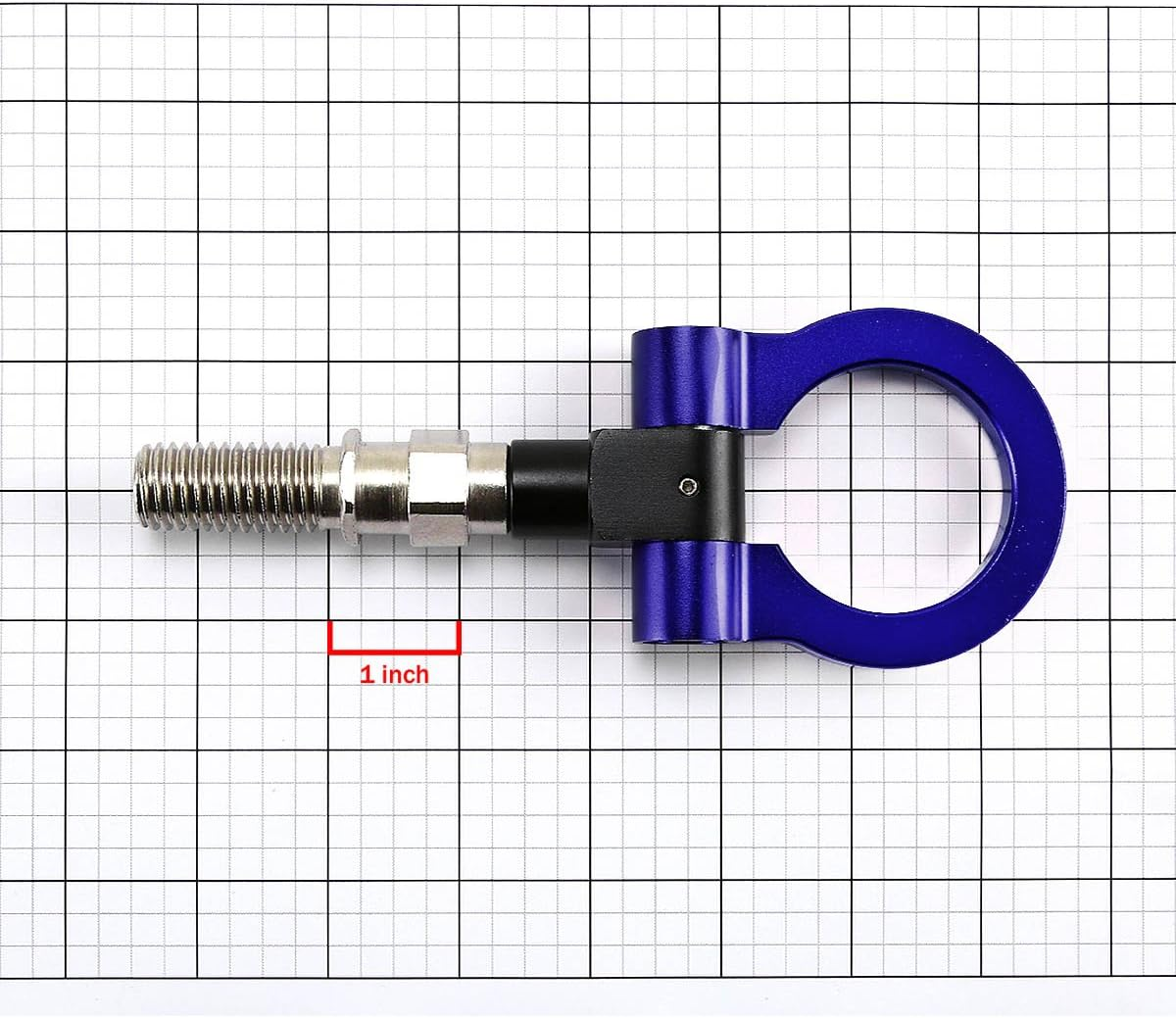 DNA THK-JDM-BL Blue Aluminum Front/Rear Japanese Car Trailer Tow Hook Ring Kit - M18 X 2.5 - Black image number 7