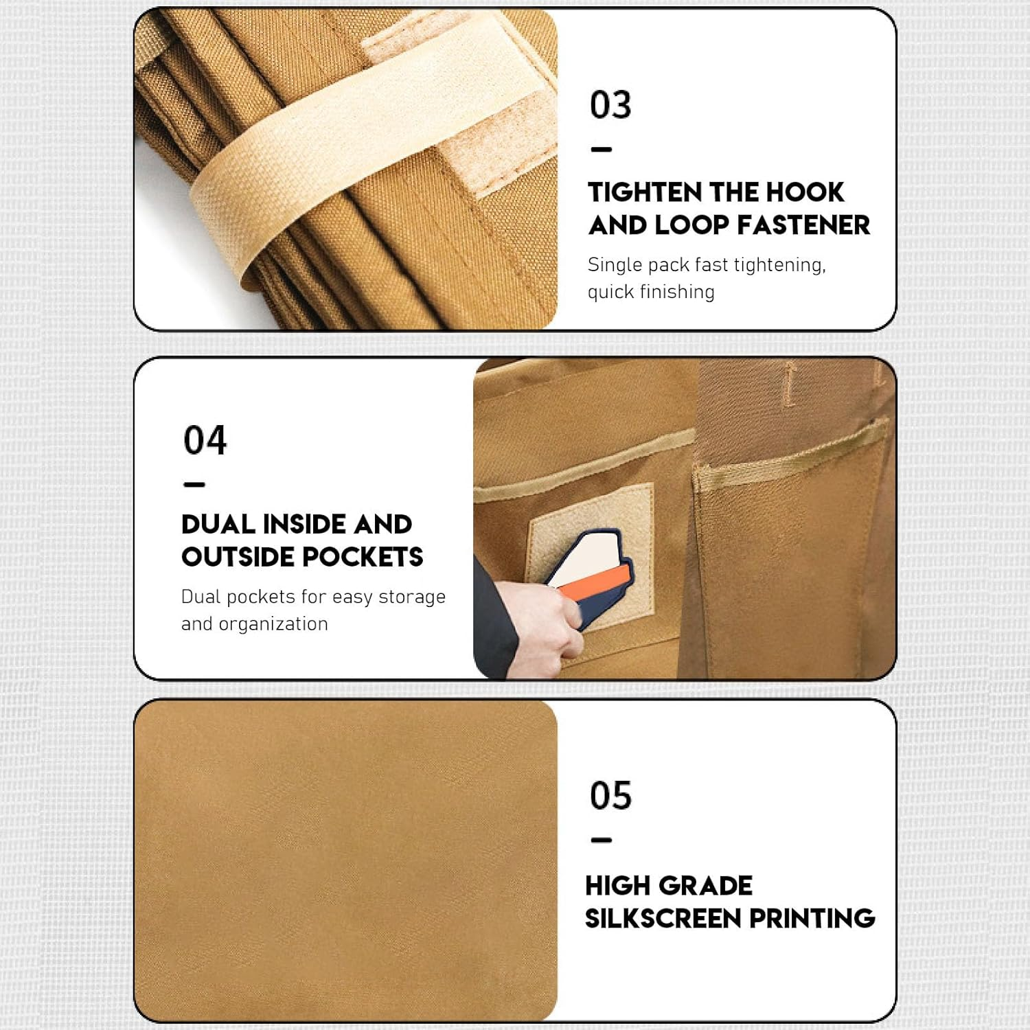 Arborist Throw Line Storage Cube, 33L Large Capacity Oxford Cloth Arborist Throw Bag, Foldable Rope Bag | Arborist Equipment | Lineman Climbing Gear for Picnic Camping BBQ (Khaki) image number 5