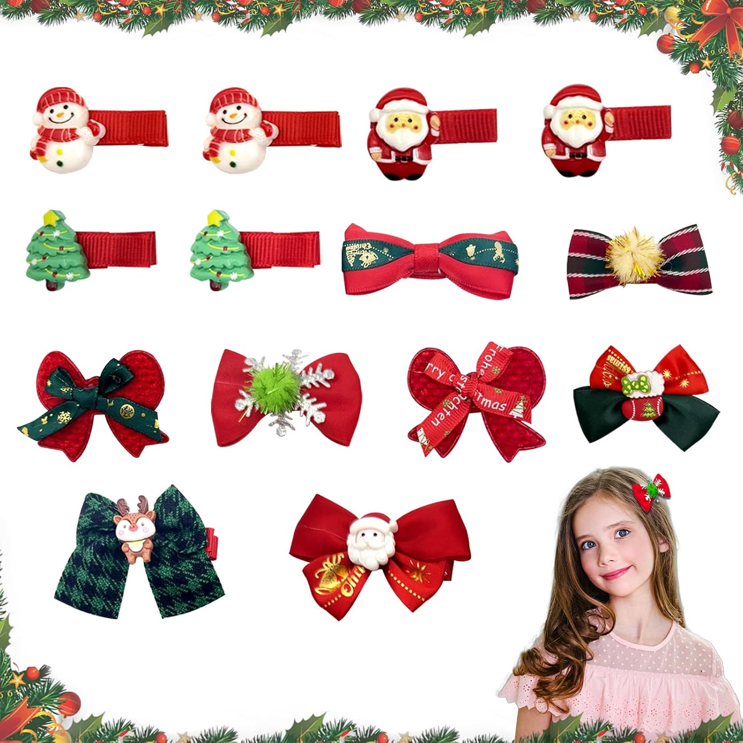 FOSDICK Pack of 15 Christmas Hair Clips Christmas Cartoon Hair Clip Christmas Hair Accessories Christmas Hair Accessories Christmas Hair Clips Gifts for Girls Children image number 3