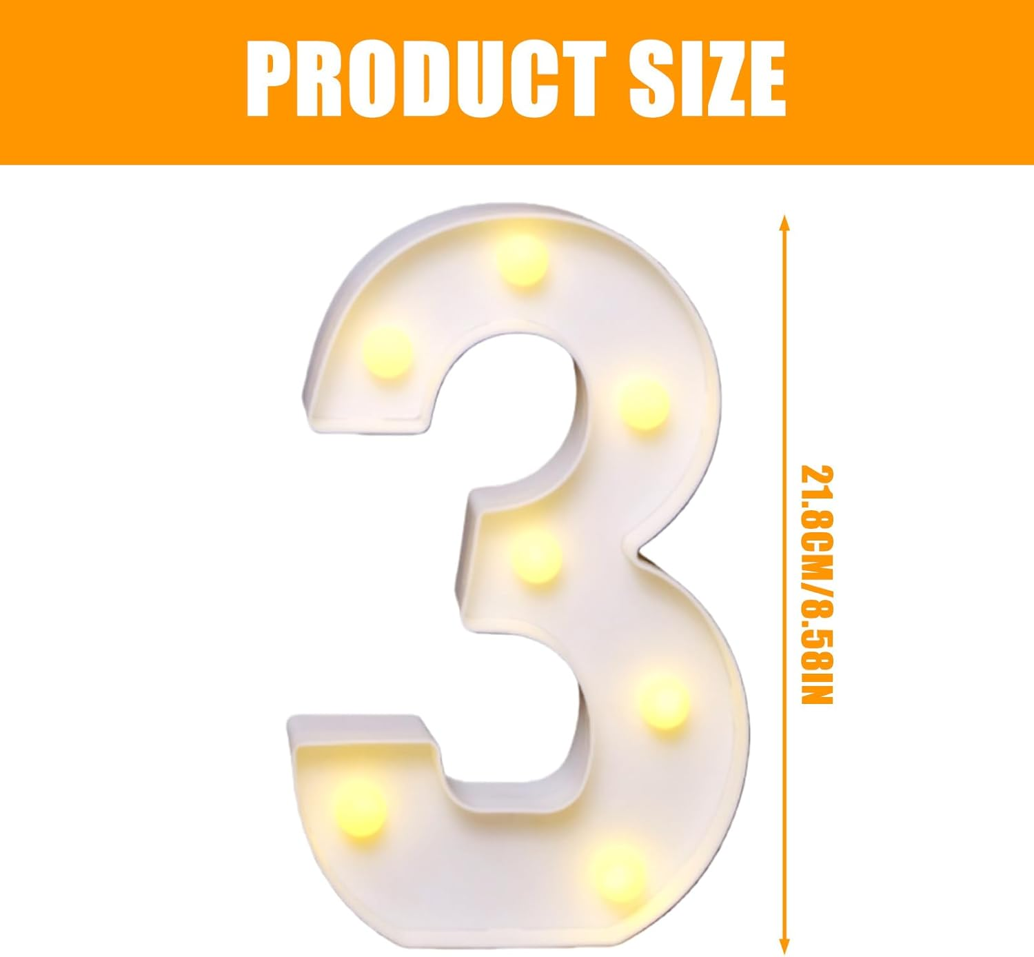 LED Number Lamp 30, Illuminated Numbers with 15 Leds, Warm White, Battery Operated Luminous Numbers for Birthday Decoration, Wedding Party & Table or Wall Decoration (Batteries Not Included) image number 5