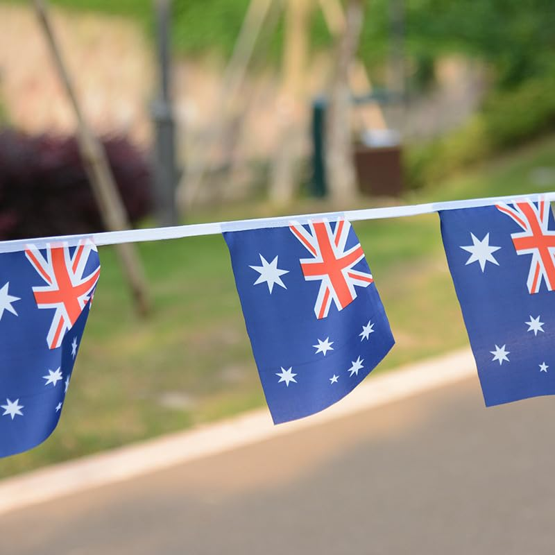 AUPOINT Small Australian String Flags, 20 Pieces, 6 Meters Long, 14 * 21Cm，Mini String Banner Strips, Australian National Decor Rectangle for Holiday Restaurant Home Party School Bunting image number 5