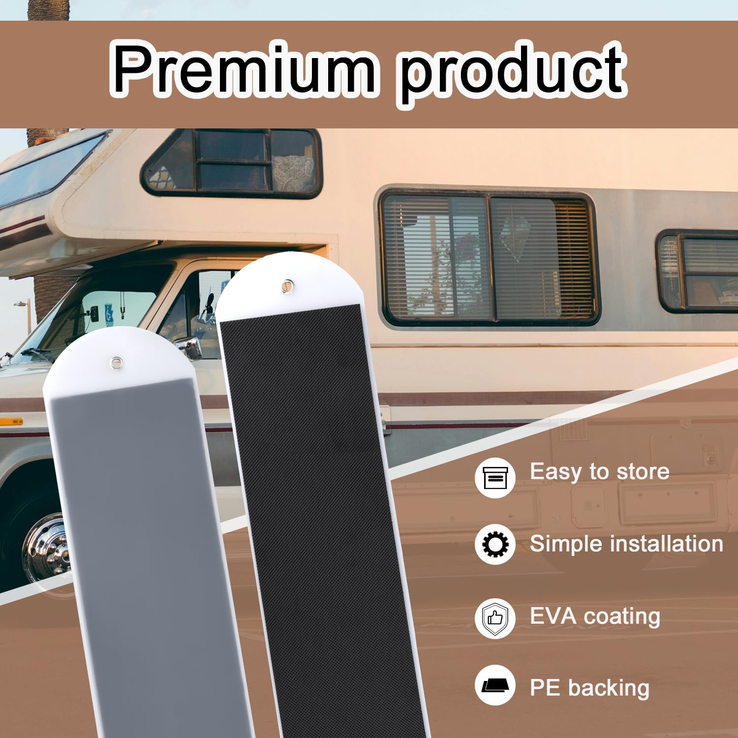 2Pcs RV Slide Out Floor Protectors, Small 29.92X6.69In Premium PE and EVA Slide Out Sleds Protector with 2Pcs Pull Straps & 1 Pair Gloves for Camper Travel Trailer(Black) image number 6