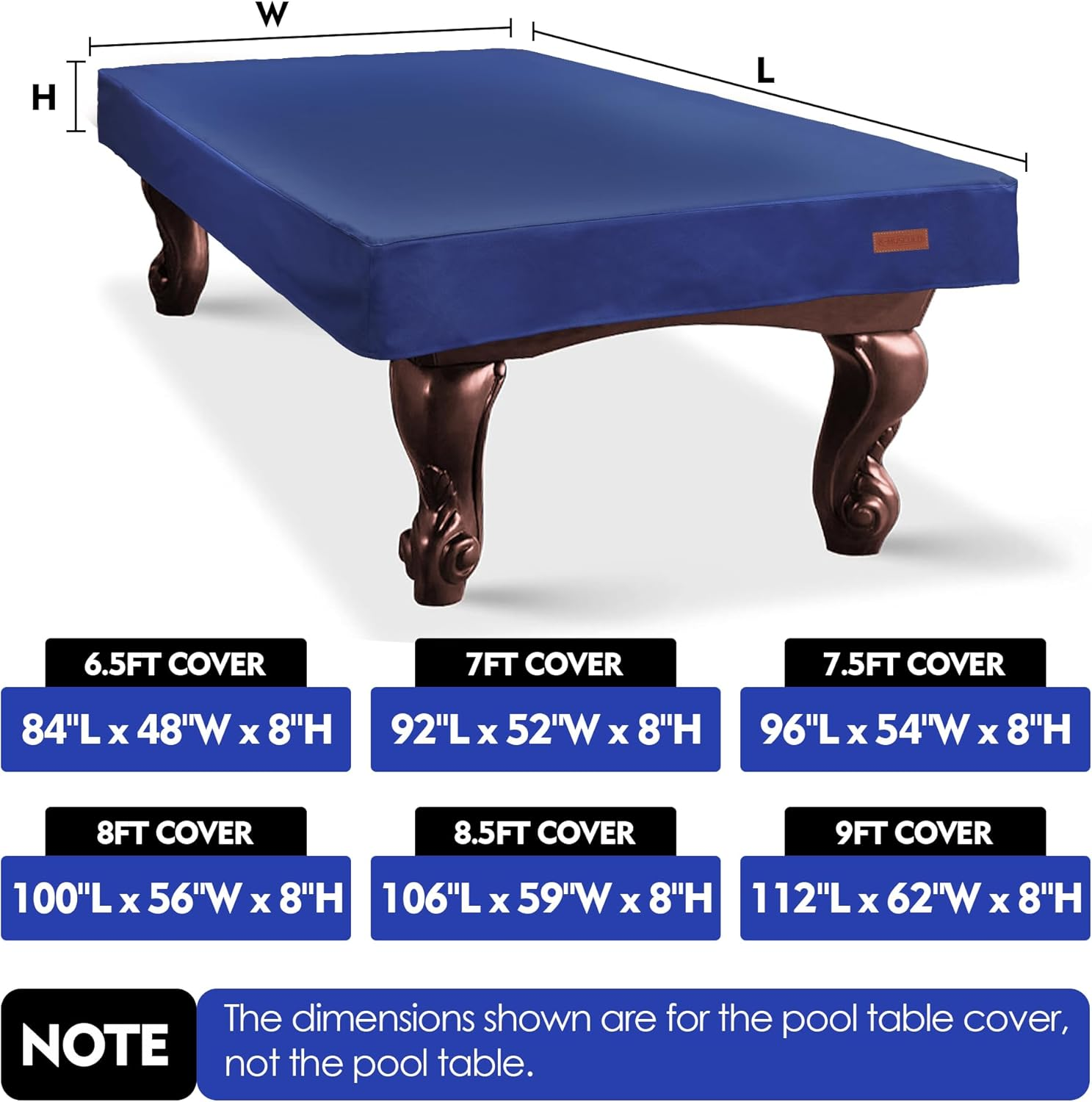 K-Musculo Pool Table Cover, Heavy Duty Leatherette Billiard Table Cover, Waterproof and Tearproof, 6.5/7/ 7.5/8/ 8.5/9 Foot Fitted image number 2