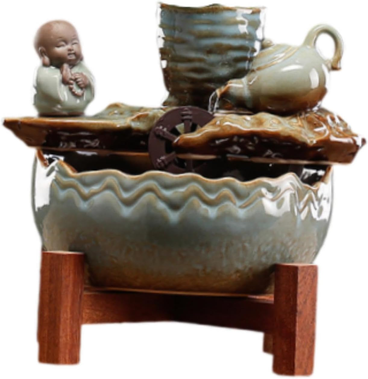 Fonowx Tabletop Fountain Water Pump Indoor Waterfall for Farmhouse Deck Bedroom image number 4