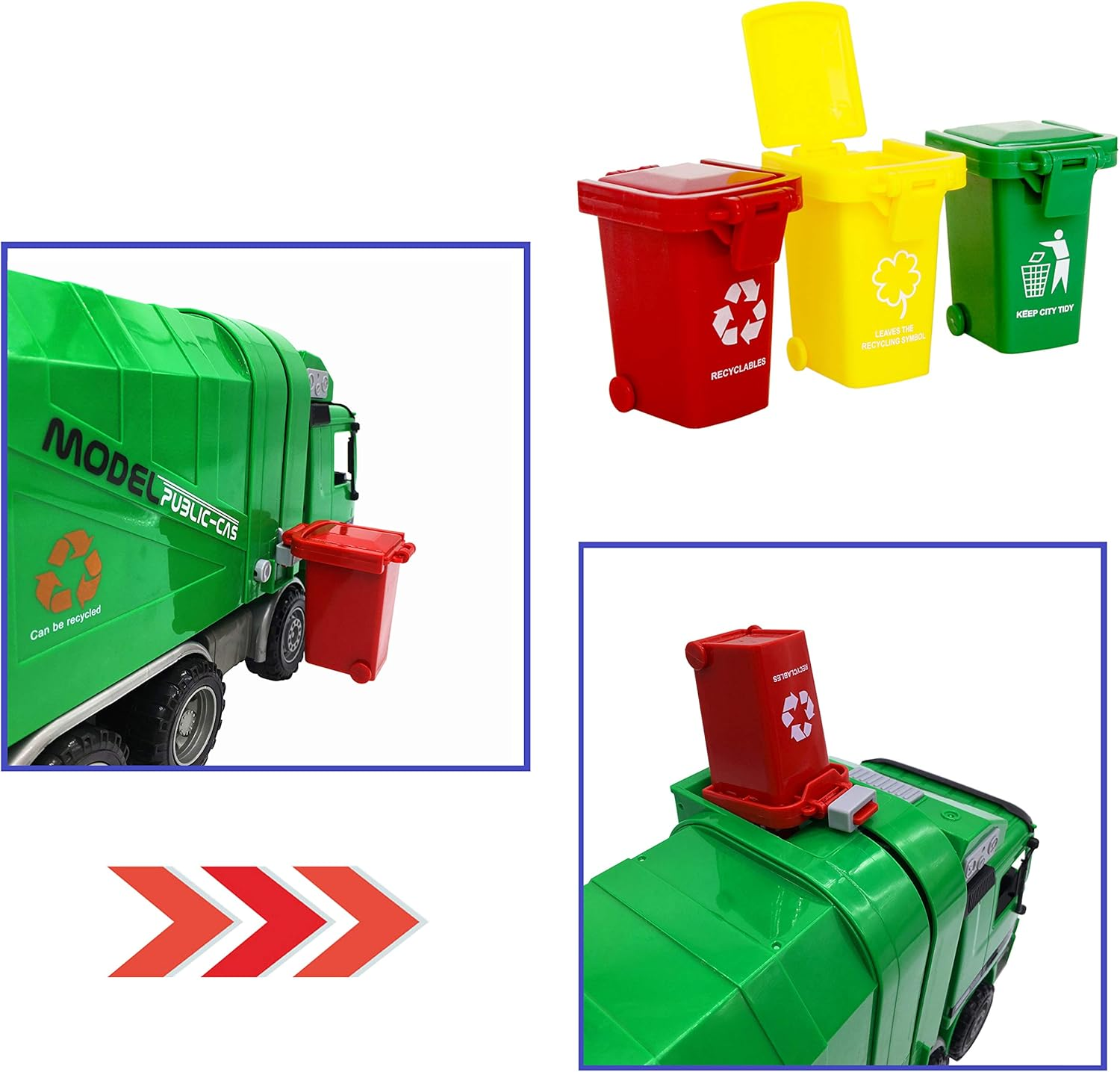 Trash Can Toy,Garbage Truck'S Trash Cans,Original Colour Mini Curbside Garbage Bin Trashcan Kids Toddlers Toys