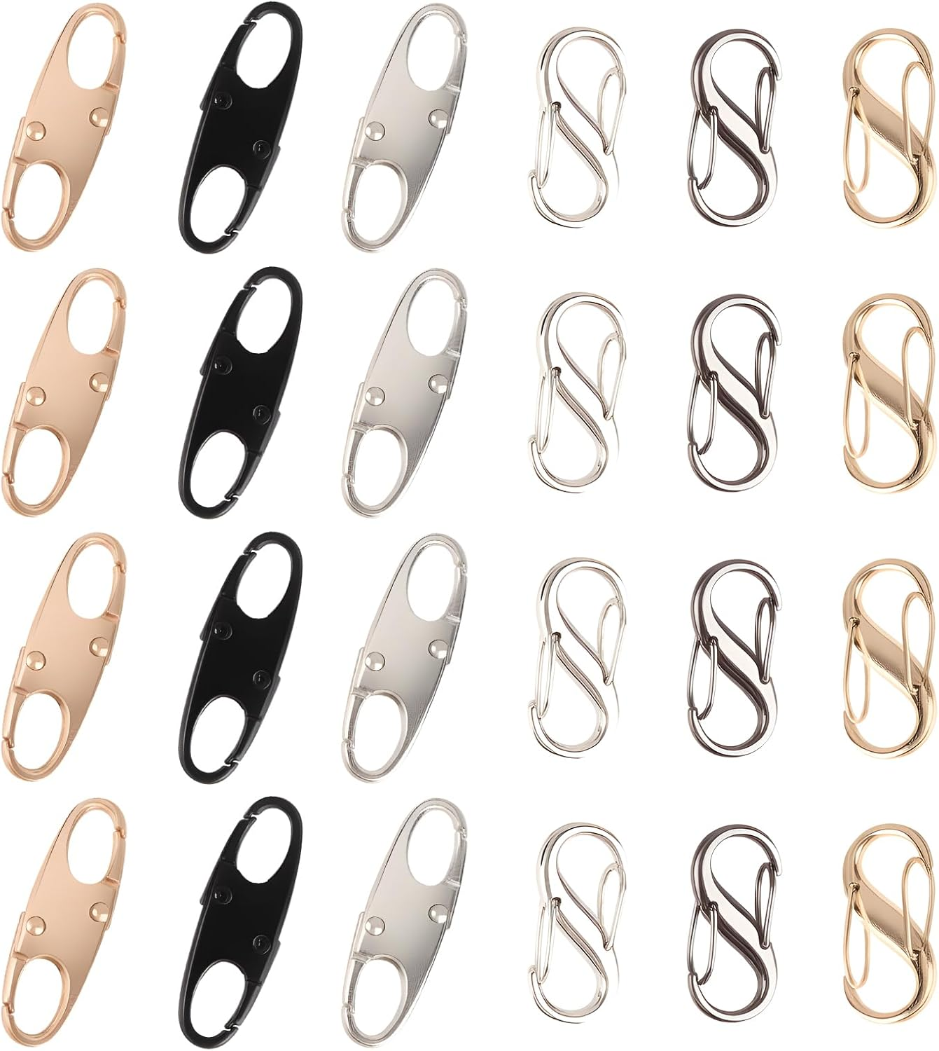 Ozessence 24 Pcs Zipper Clips anti Theft, Double Head Alloy Zipper Theft Lock Secure Your Luggage, Backpack & Travel Gear, anti Theft Clips for Adventure Travel(Black Silver Gold) image number 2