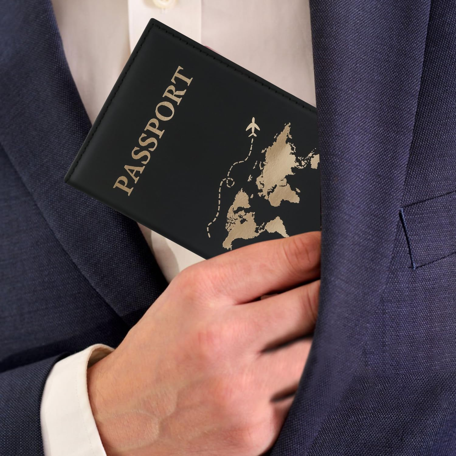 ILIYAH Passport Cover Waterproof Passport Holder Travel Accessories Passport Protector Women Premium PU Leather Minimalist Passport Holders(Black) - Black image number 4