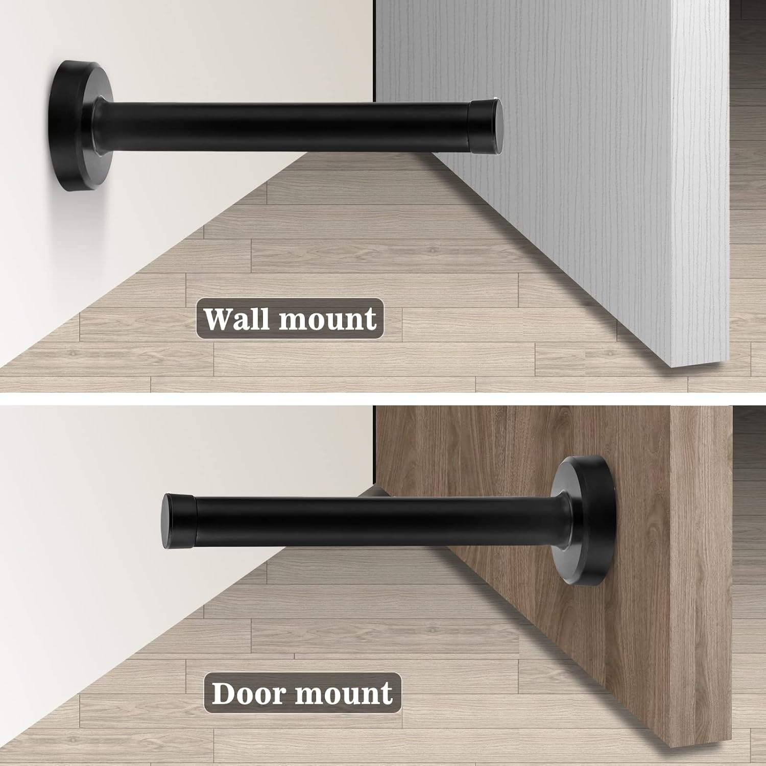 Door Stops, 150Mm/6Inch Long Door Stopper Black Door Stops Wall Mounted Tall Modern Door Stop Heavy Duty Stainless Steel Doorstop with Sound Dampening Rubber Tip Door Stoppers for Skirtings, 1Pack image number 4