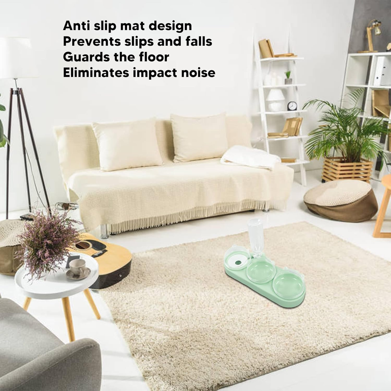 3 in 1 Cat Double Food Bowls, Pet Bowls Pet Food Water Feeder Automatic Puppy Feeder, Multipurpose Food Grade PP Automatic Water Feeder Bowls for Small Cats and Dogs (Light Green) image number 5