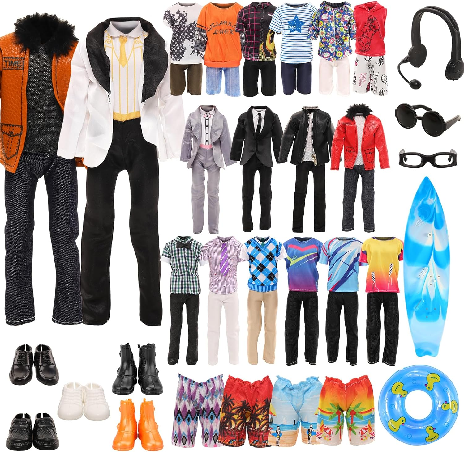 Barwa 6 Clothes Suits + 1 PCS Pants + 5 PCS Shoes + 5 Accessories for 12 Inch 32 Cm Doll