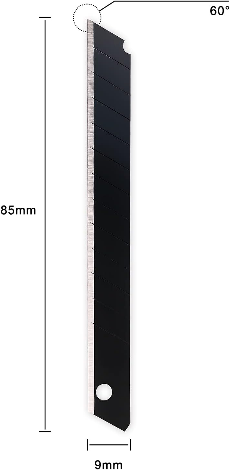Gomake 9Mm Utility Knife Replacement Blades, 60 Degree Snap off Carbon Steel Blades for Retractable Cutting Knives, Hobby, Craft Knife, Box Cutter 100Pcs-Black image number 6