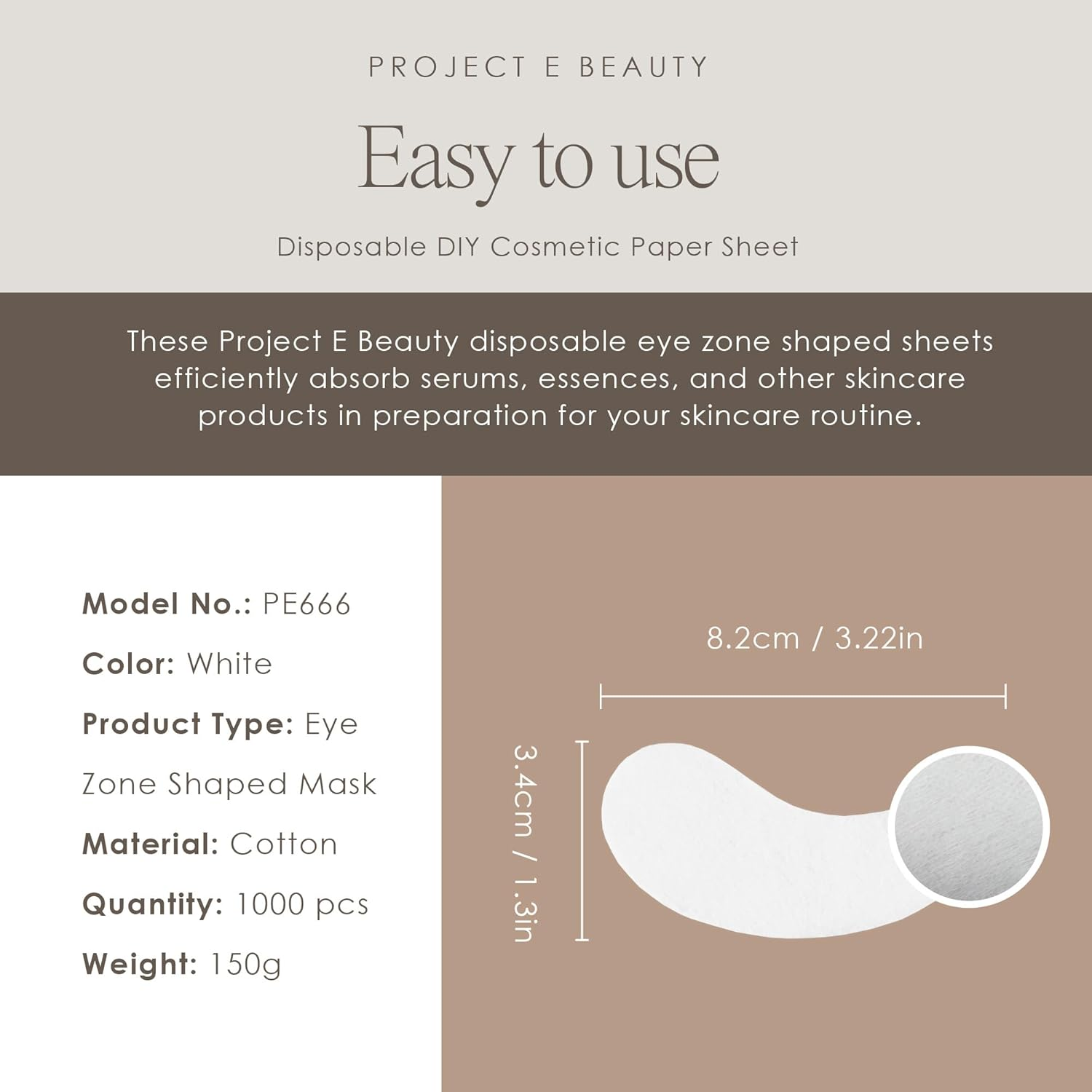 1000Pcs Disposable DIY Non-Woven Eye Mask Paper by Project E Beauty | DIY Cotton Eye Care Mask | for Skincare & Spa Salon Use | Cosmetic Facial Paper for Toner, Serum, or Lotion image number 6