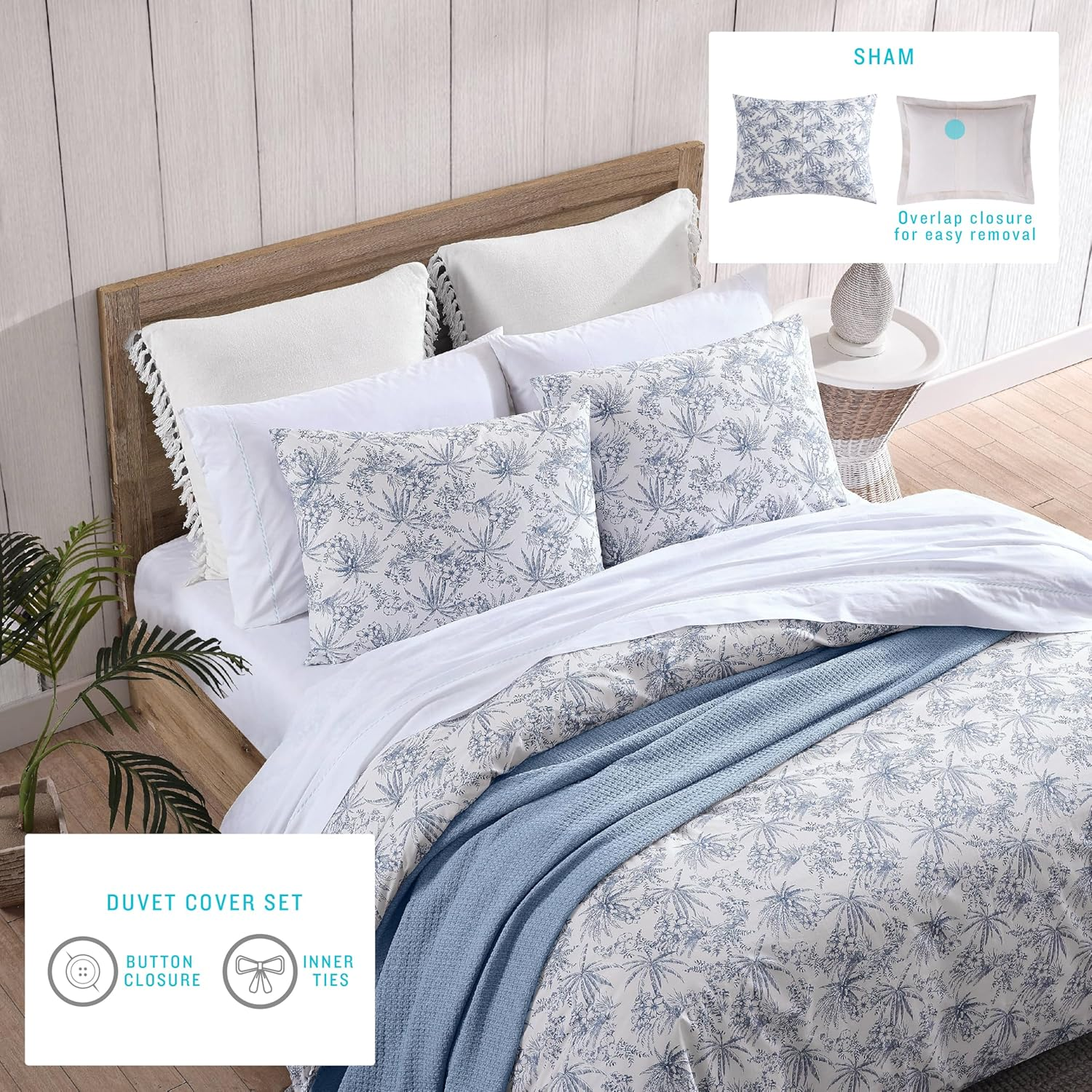 Tommy Bahama - King Sheets, Cotton Percale Bedding Set, Crisp & Cool, Stylish Home Decor (Pen and Ink Palm Blue, King)(Ushsa01035855) image number 1