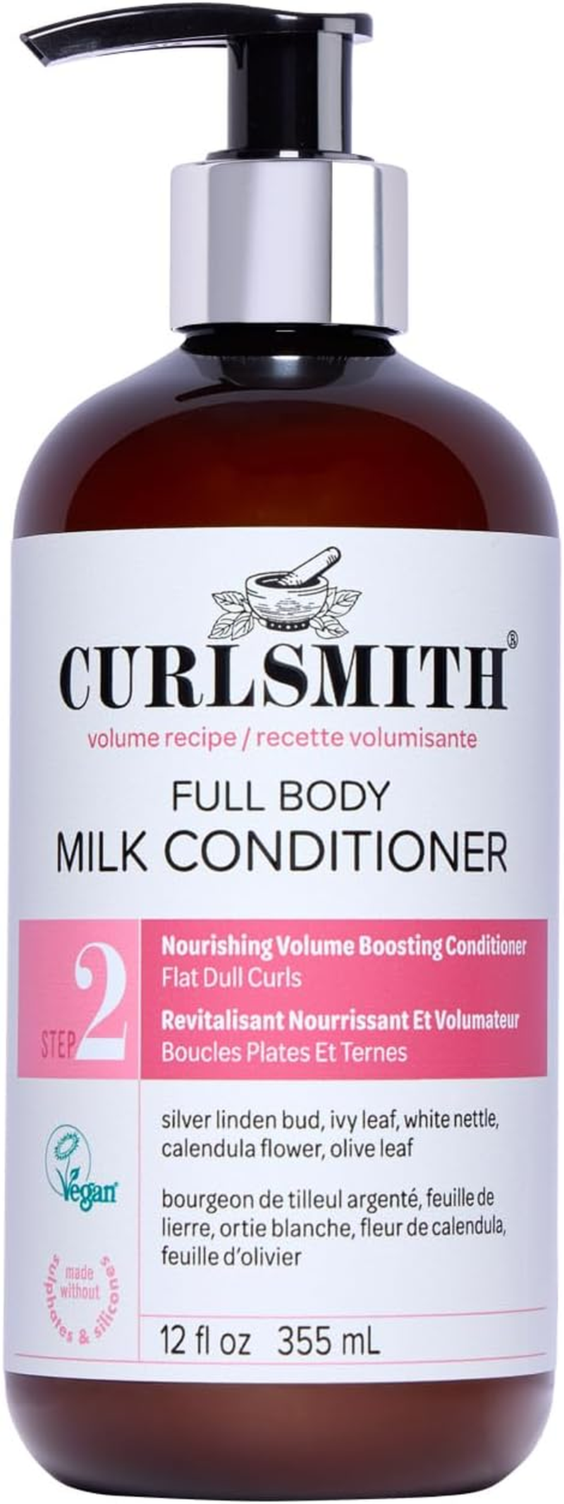 CURLSMITH - Full Body Milk Hair Conditioner, Volumizing and Hydrating for Wavy, Curly or Coily Hair, Vegan (355Ml/12Fl Oz) image number 5