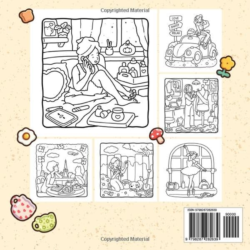 Girl Moments: Vol. 2 Coloring Book for Adults and Teens Featuring Cute Cozy Daily Activities for Relaxation image number 6
