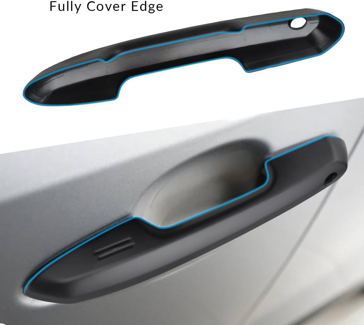 DLOVEG Upgraded Snap-On Door Handle Cover Compatible for 2019-2024 2025 Toyota Rav4 Accessories for Highlander 2020-2024 2025 No Adhesive Black Handle Protectors Matte Black image number 2