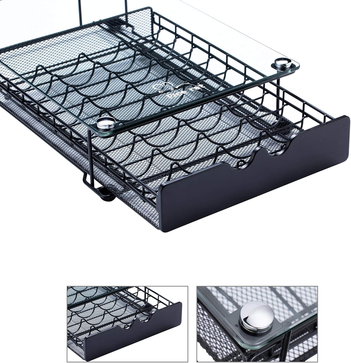 Rice Rat Vertuo Capsule Holder Drawer for Nespresso with Glass for Cabinet Vertuoline Pod Storage Rack for Counter (Class-40 Pods) - 30+ Pods image number 2