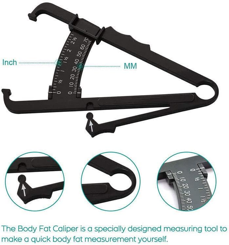 Body Fat Measurement Testing Caliper Skinfold Skin Fold Gym Weight Loss Test, ABS Material, 0-70Mm Range, 6.5X4.3X0.2 In, Ideal for Gym and Weight Loss Monitoring - Black image number 6