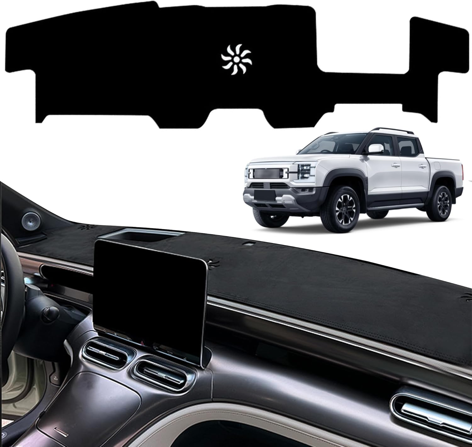 Dashboard Cover Mat for BYD Shark 6 with HUD 2024-2026, Non-Slip Dash Mat Sunshade Glare UV Rays Protector Interior Accessories (Black) image number 4