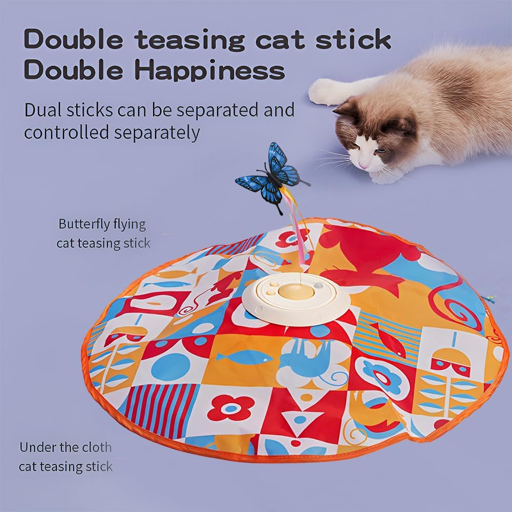 Cat Interactive Toys Intellisense 3-In-1 Rechargeable Motion Activated for Indoor Cats, Long Lifetime Motor Cat Chasing Toy for Exercise/Moving Butterfly/Feather Wand image number 6