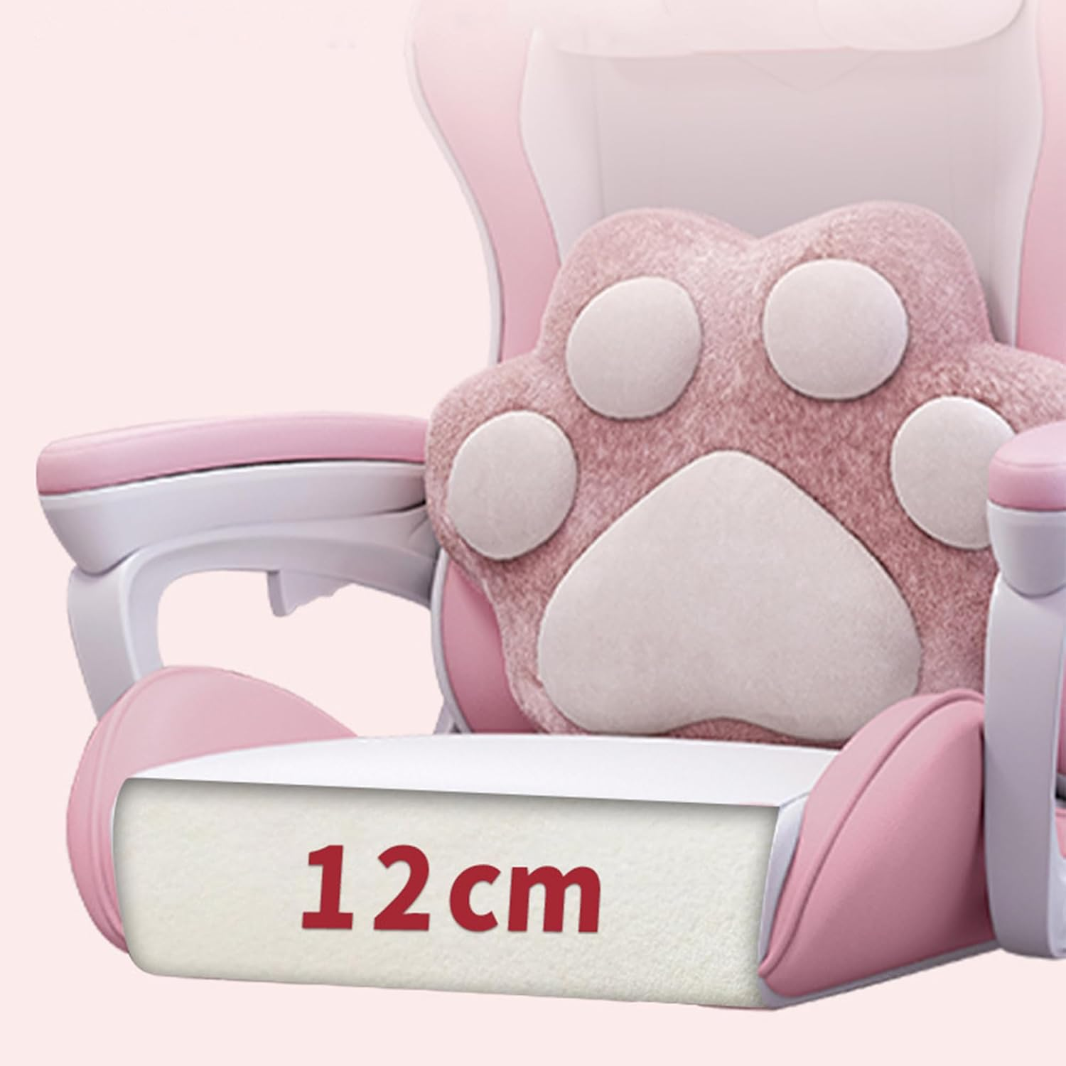 Blissfuldestiny Kawaii Gaming Chair with Retractable Footrest, Pink and White Bear Design, 120 X 70 X 52 Cm (Faux Leather, Black) image number 2