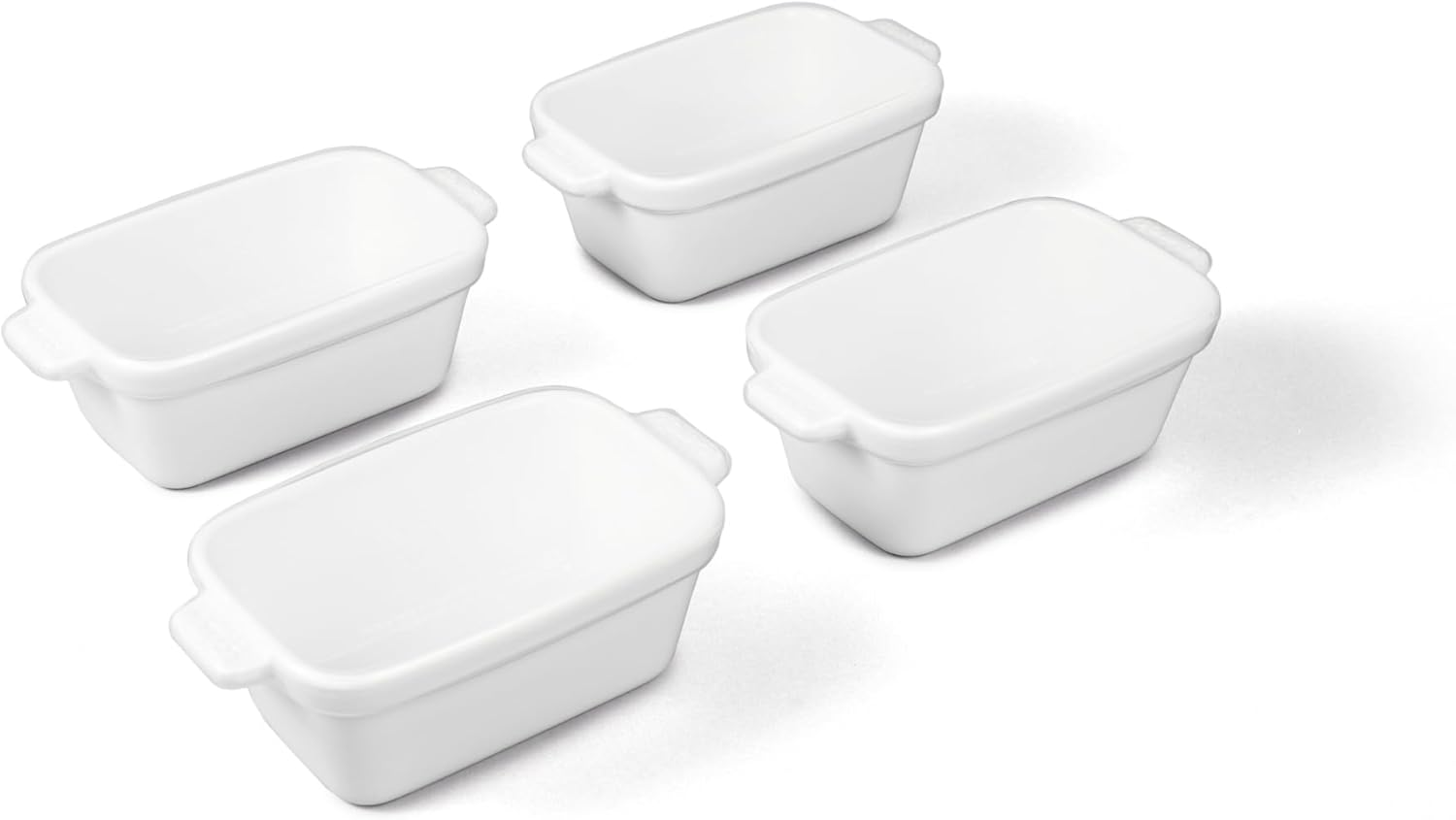 Souper Cubes Stoneware - 5" Square Baking Dish - Ceramic Baking Pan Set - Kitchen Essentials and Bakeware - Set of 2 - White