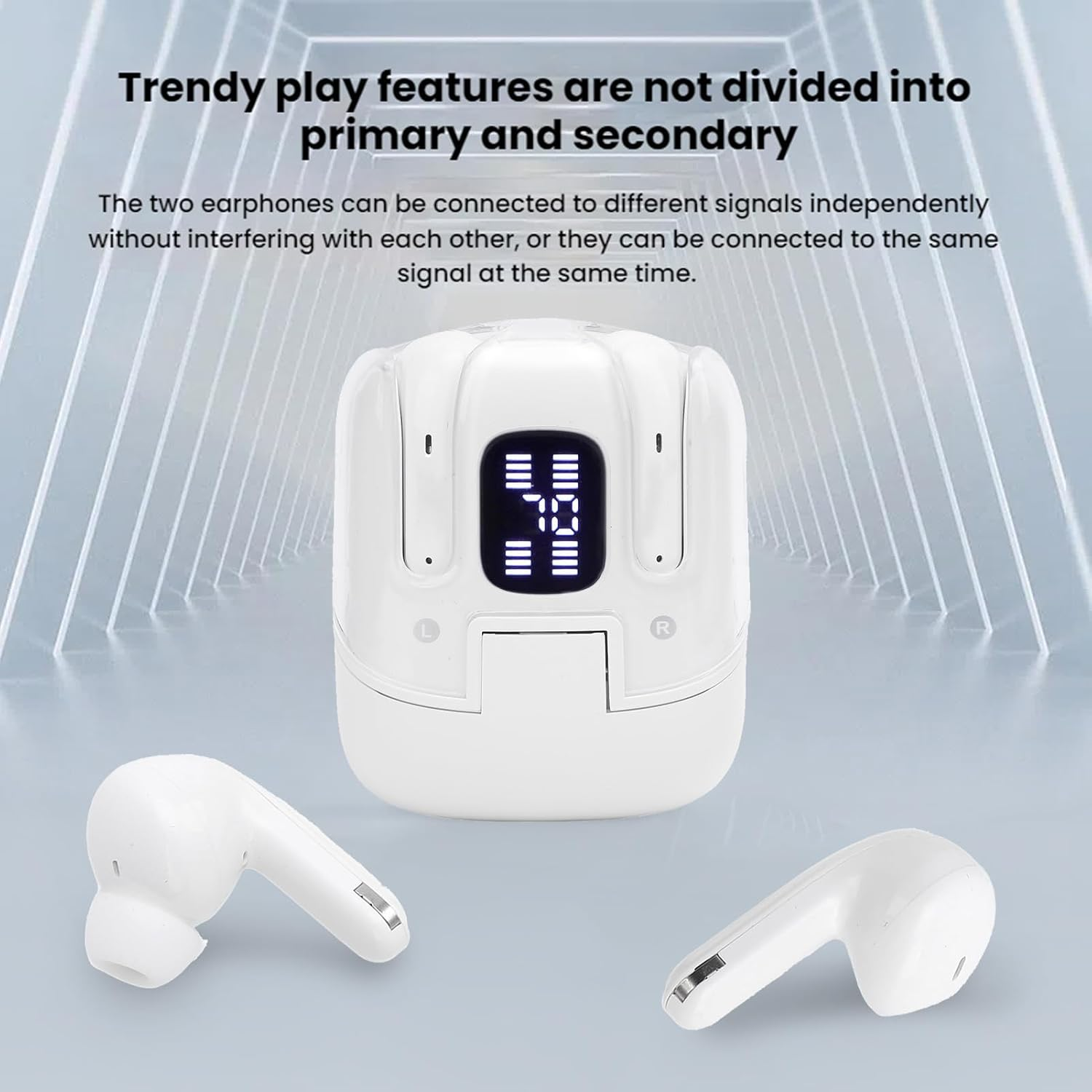 Sxhlseller 2 Pairs Wireless Earbuds, Hifi Stereo Noise Reduction Earphones with LED Display Charging Case, 120H Playtime, 4 in 1 Touch Control Earbuds for Laptop Pad Phones image number 2
