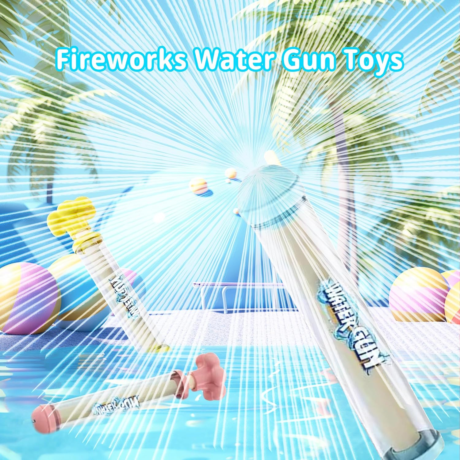 Crudetea Firework Water Gun,Romantic Fireworks Water Spray Toys,High Pressure Pull-Out Fireworks Water Gun,Suitable for Pool Parties,Beach,Concerts,Festivals,Gatherings,Marriage Proposals.4Pc image number 3