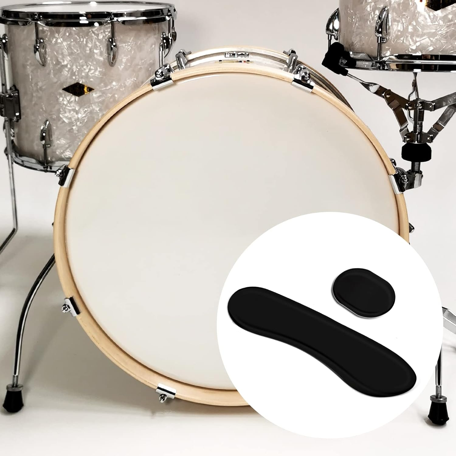 LUTER 10Pcs Drum Dampener Gel Pads, Soft Silicone Oval and Long Strip Drum Silencers Pads Set Moon Gels Damper Drum Dampening Pads Tone Control for Drums Head Cymbal (Black) image number 3