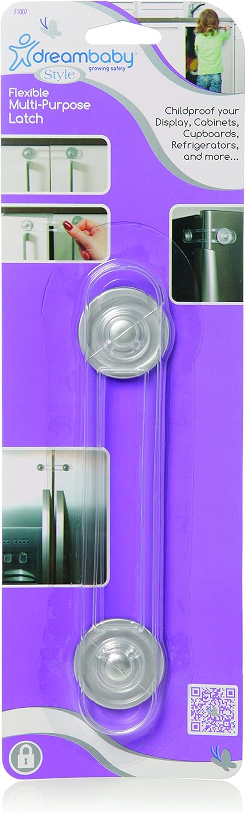 Dreambaby Multi-Purpose Latch for Baby Proofing, Silver, 2 Count