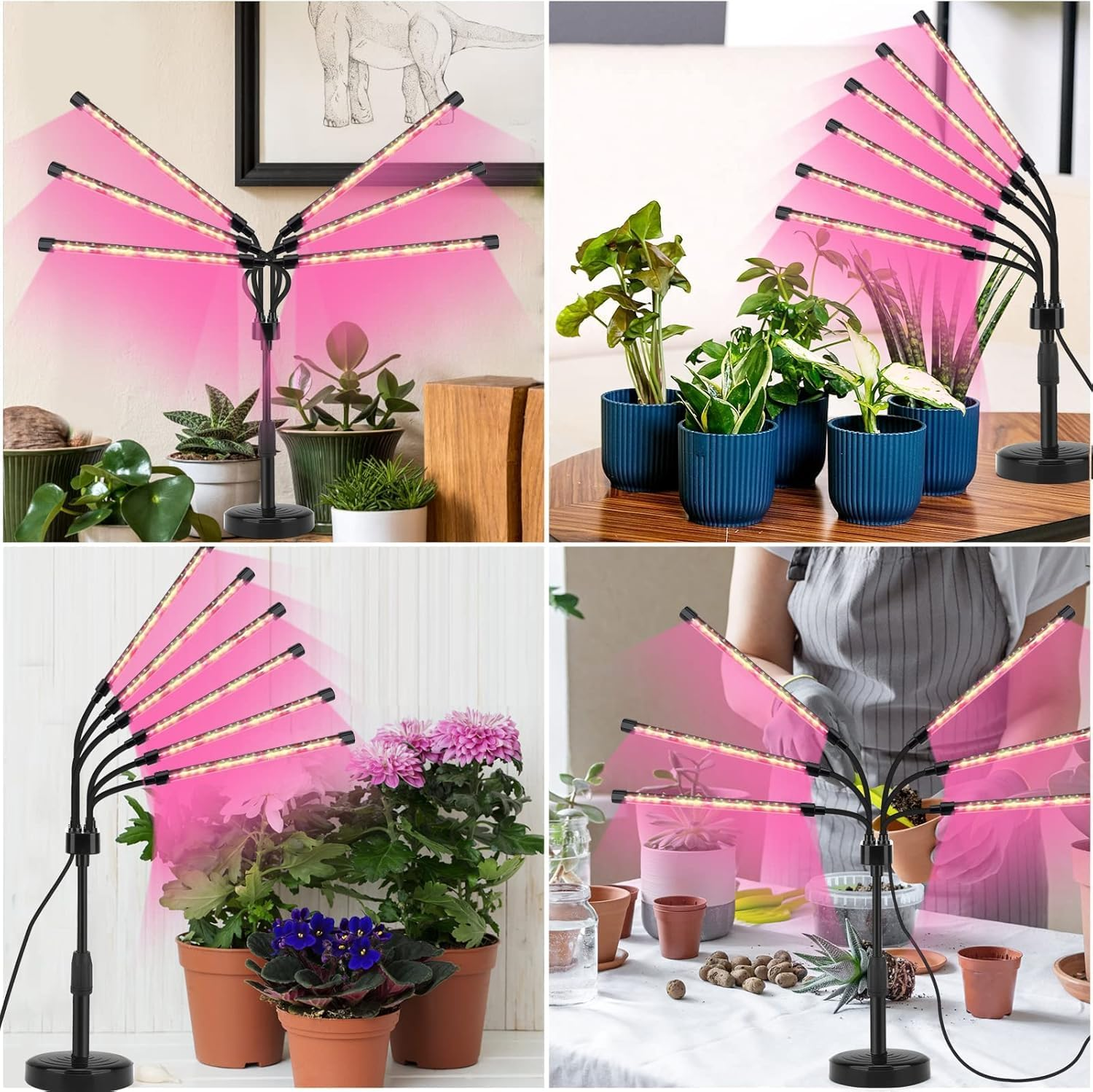 YIKEDAN Grow Lights for Indoor Plants, 108 Leds Plant Grow Light Indoor, 20W Full Spectrum Grow Light with 360&deg; Gooseneck, 6 Heads Grow Lamp for Plants Seedling image number 5