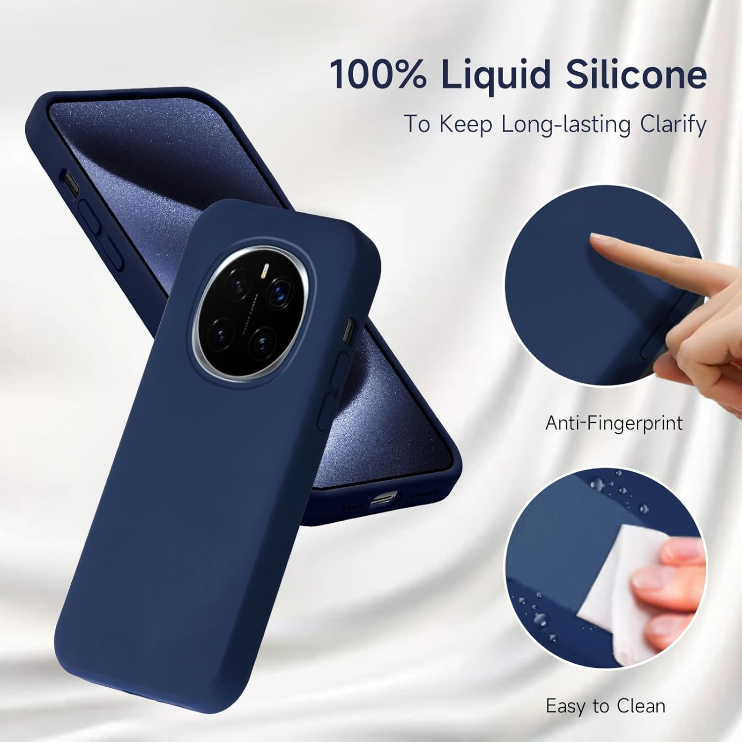 MOJIA Silicone Case for Honor Magic8 Pro/Magic 8 Pro, Ultra Slim Soft Liquid Silicone Shockproof [Anti-Oil and Anti-Fingerprint] Phone Case Cover with Anti-Scratch Microfiber Lining. Black image number 5