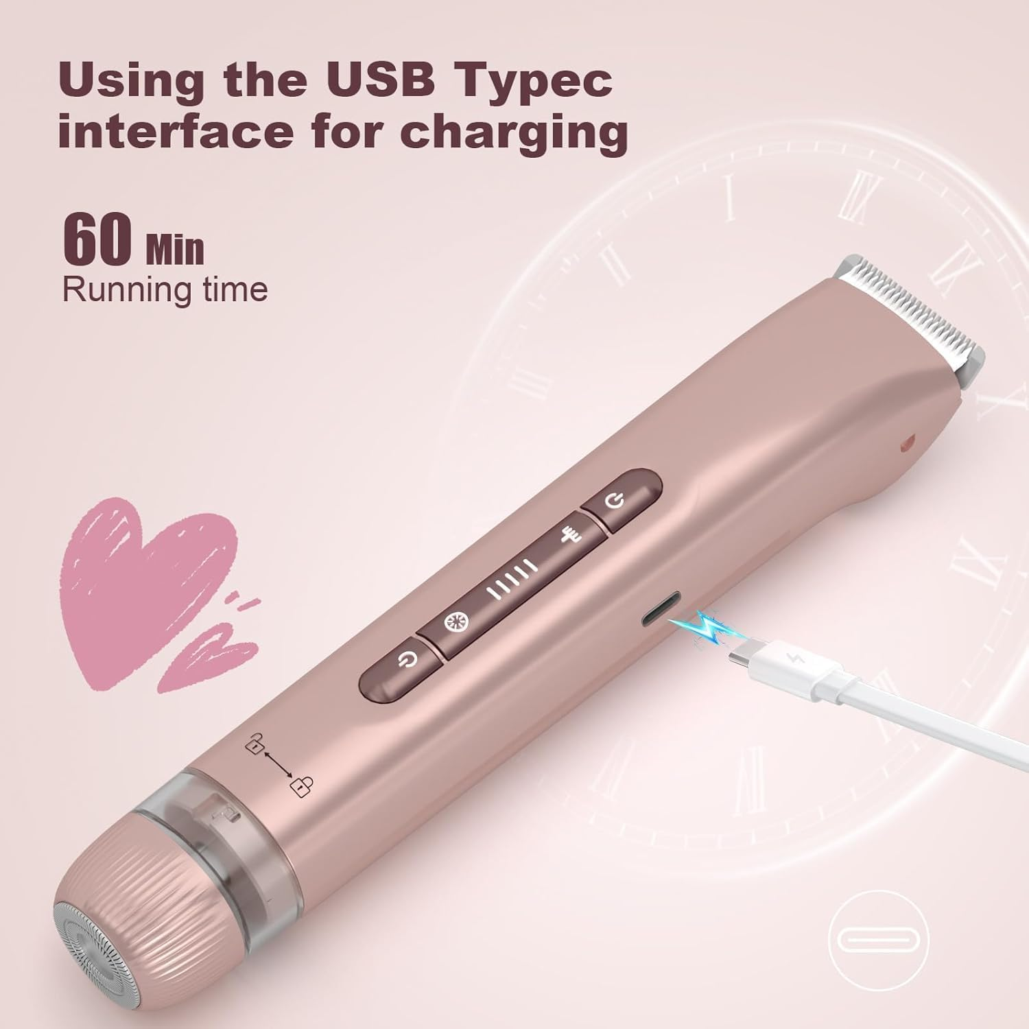 2 in 1 Women Electric Shaver Dual Head Bikini Trimmer for Women IPX7 Waterproof Wet & Dry Use Body Hair Trimmer and Facial Hair Remover for Bikini Underarm Leg Arm Body Face image number 1