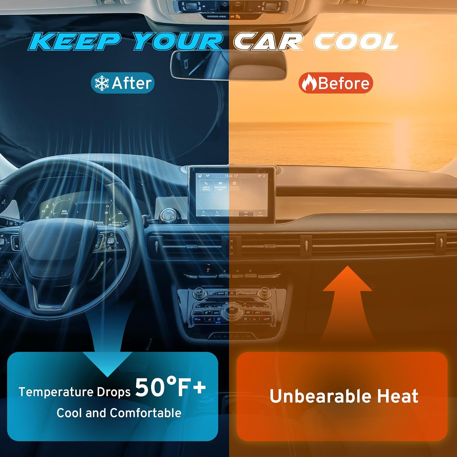 SZYUCHEN Car Windshield Sun Shade Sunshade Compatible with Chevy Chevrolet Silverado 1500 2500 HD 3500 HD Regular Cab Crew Cab Double Cab 2025 2024 2023-2007 Accessories, Car Window Sun Shield