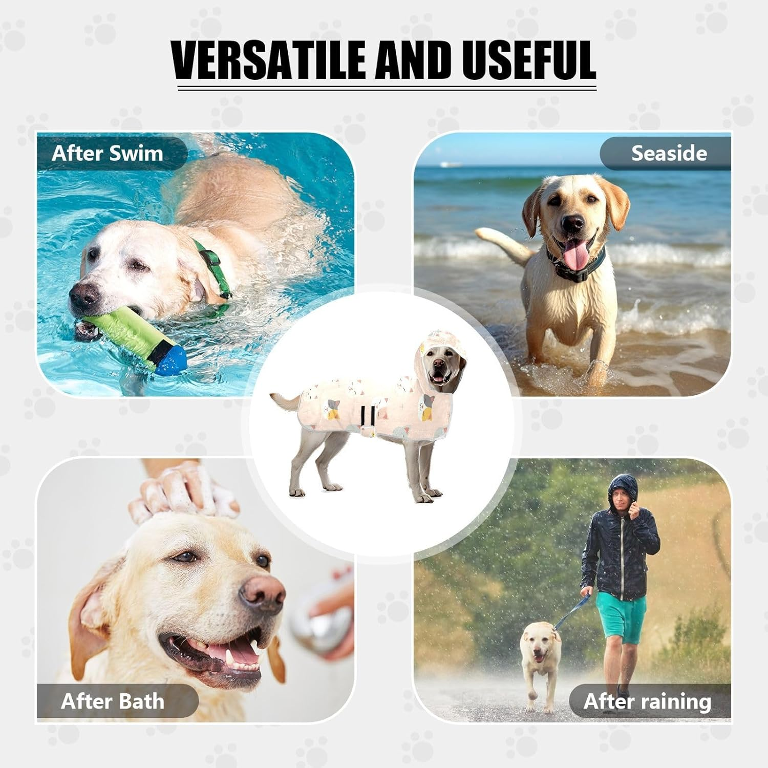 AIXIWAWA Cute Cat Head Pet Bathrobe Towels with Adjustable Collar & Waist, Quick Absorbent Drying Coat for Cats and Dogs image number 5