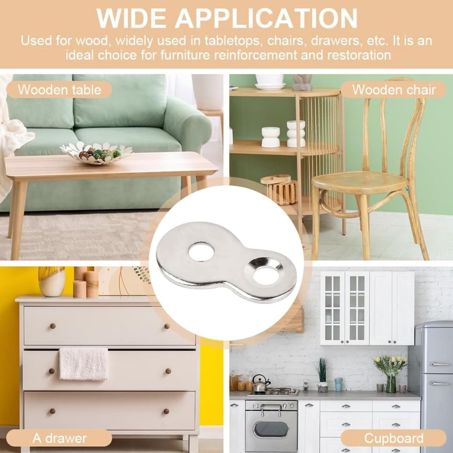 RODISHOMM 20-Piece Figure 8 Steel Fasteners &ndash; Heavy Duty Table Top Connectors for Desk and Chair Repair, Easy Install (Silver) image number 2