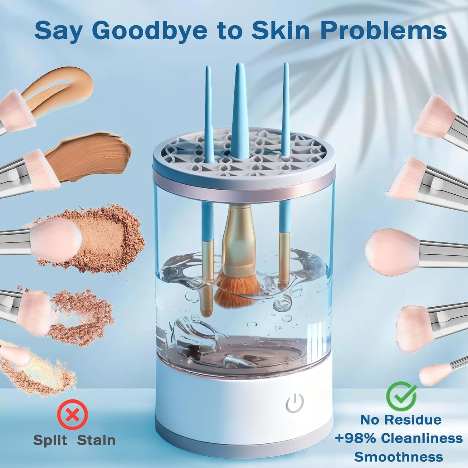 Make up Brush Cleaner, Cosmetic Brush Cleaner, Automatic Spinning Makeup Brush Cleaner for for All Size Makeup Brush (Transparent) image number 3