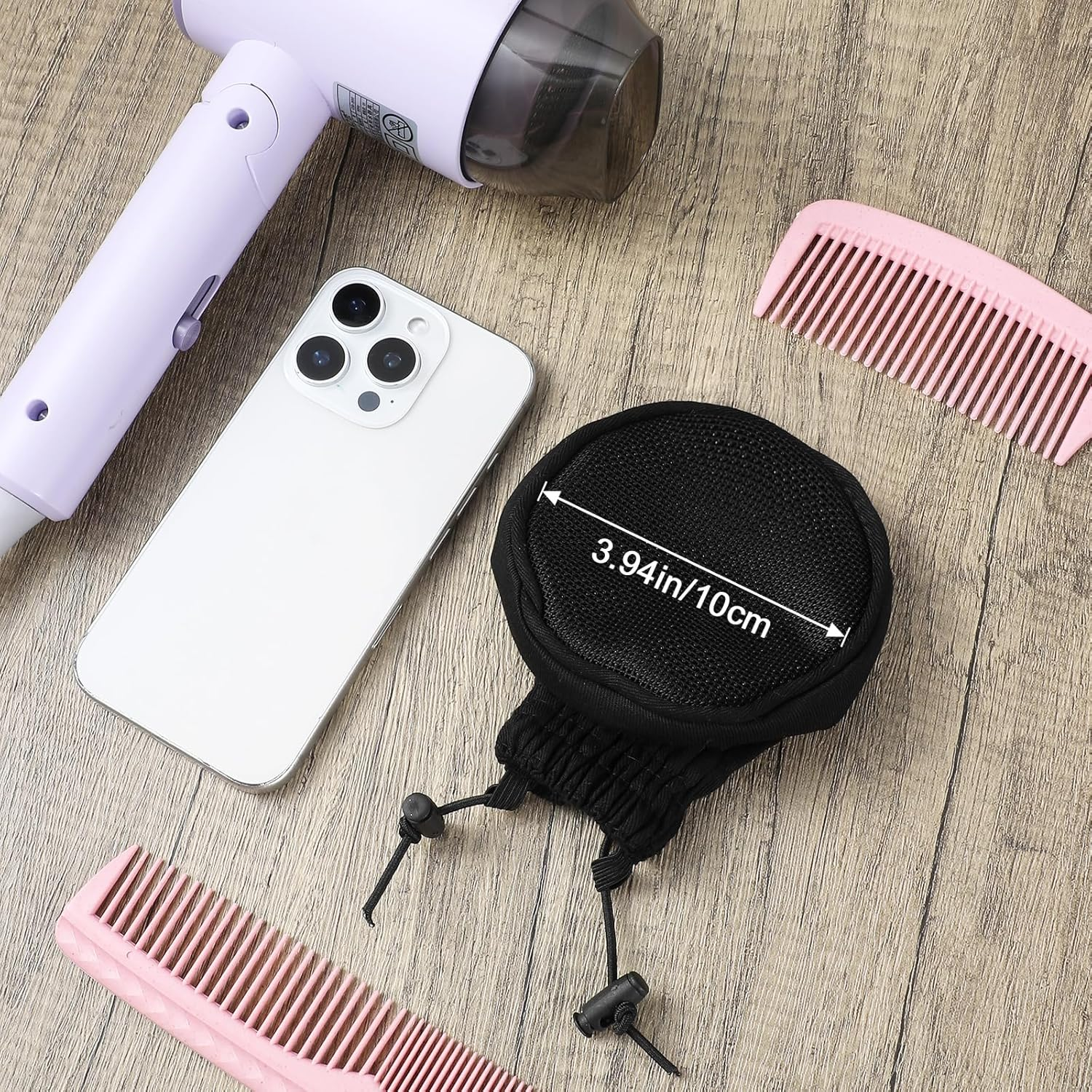 Hair Dryer Diffuser Sock, Portable Foldable Attachment for Curly Wavy Hair, Fits Most Standard Blow Dryers, Heat Protection Cap, Foldable Travel Diffuser Sock with Elastic Band image number 4