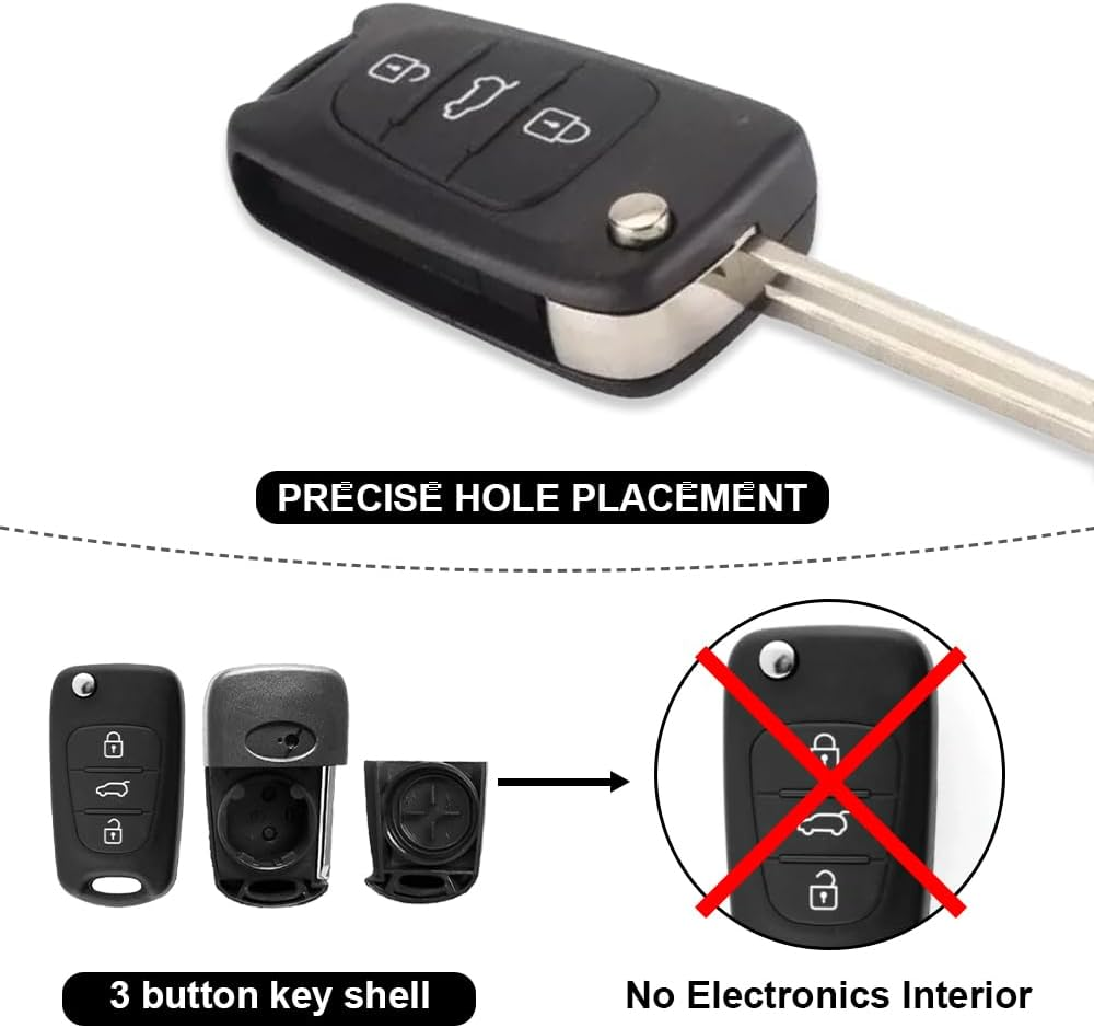 3 Button Flip Key Replacement Remote Case/Shell/Blank Make for Suitable for Hyundai I30 I20 Elantra