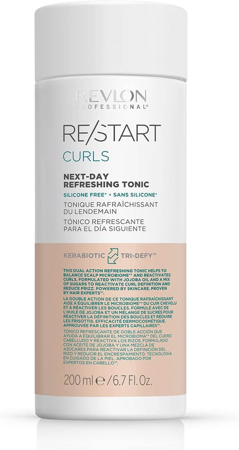 REVLON PROFESSIONAL Professional RE/START Curls Next-Day Refreshing Tonic Hair Treatment to Revive Dull (200Ml) Frizz Control, Silicone Free, Unisex, White image number 5