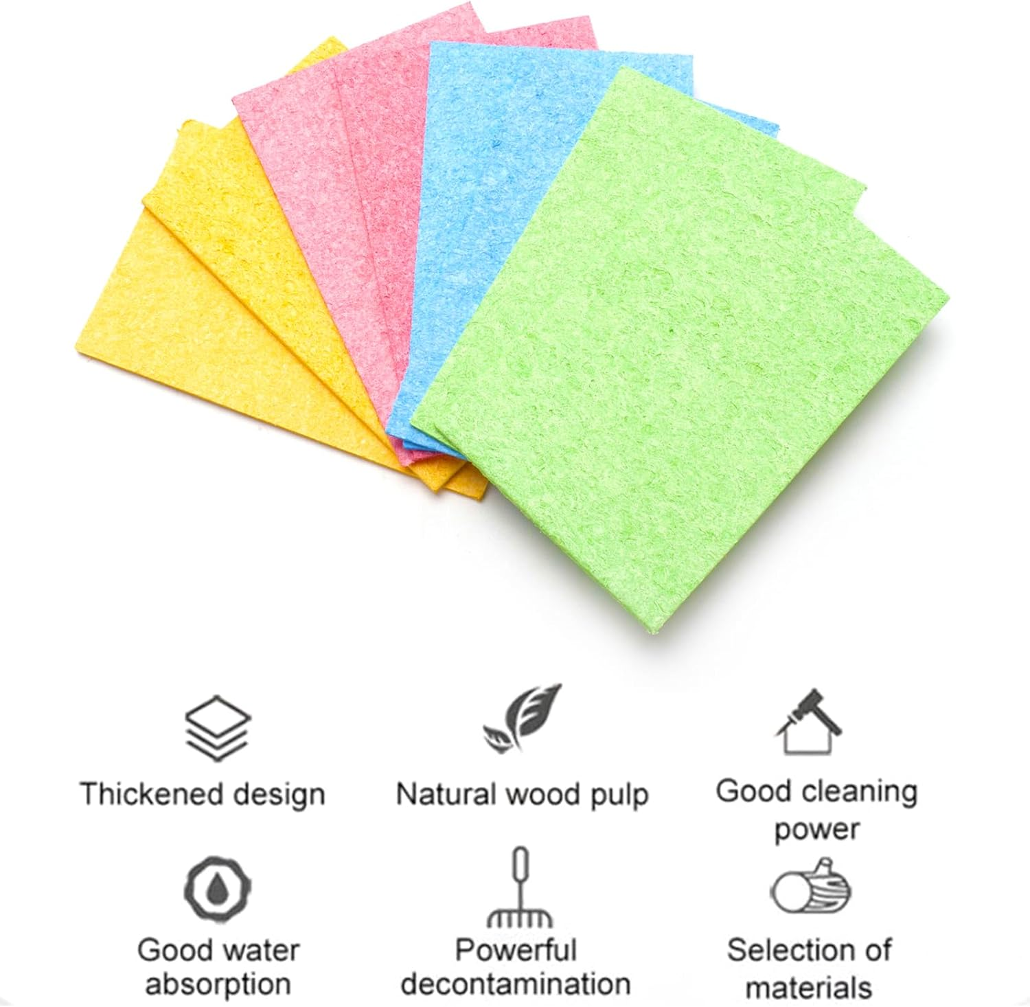 Wowled Biodegradable Kitchen Sponges Washing Up, 12 Pack Natural Compostable Cellulose Cleaning Sponges Colourful Sponge for Home Car Daily Use image number 4