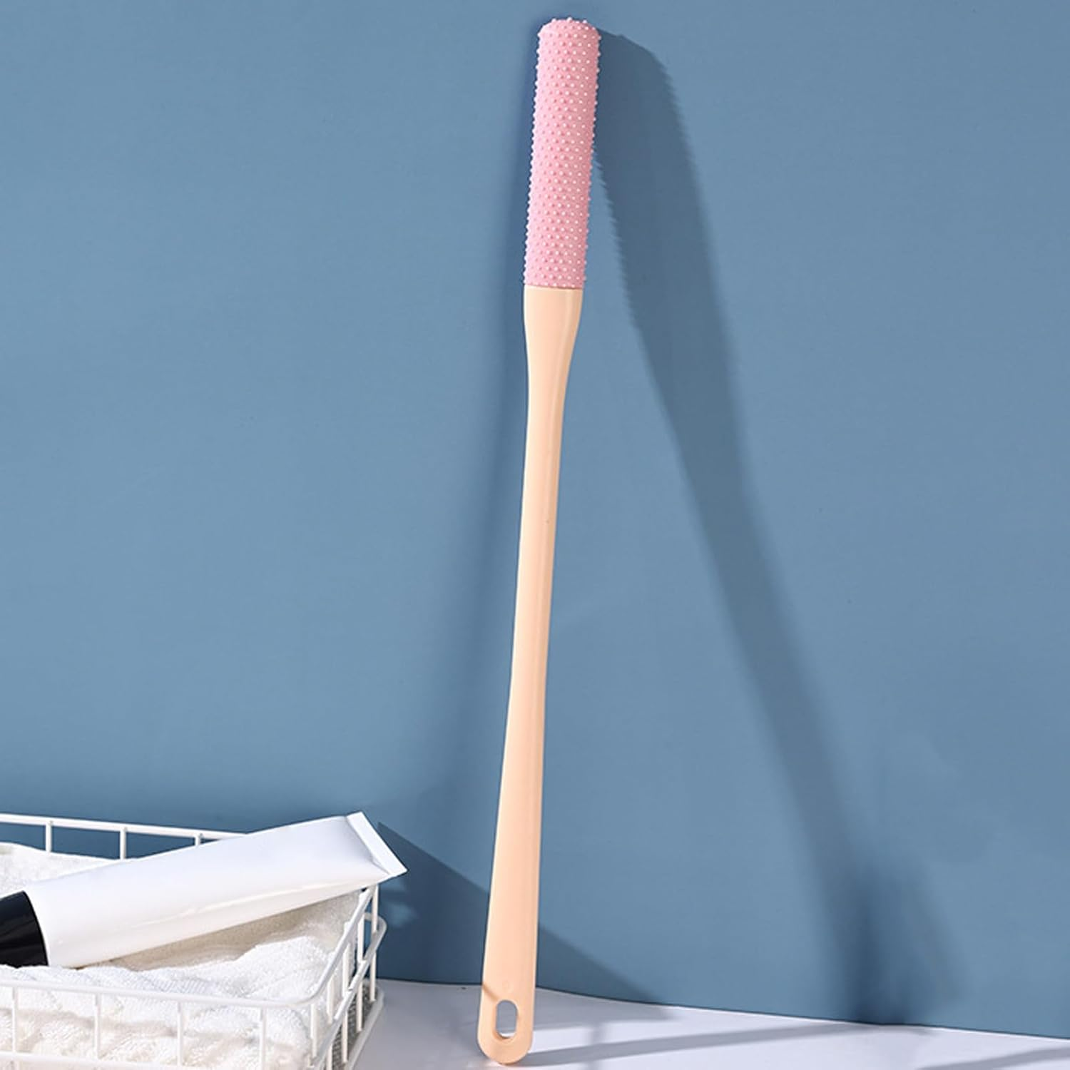 Toe Cleaning Brush - Nail Brush for Cleaning Fingernails | Silicone Bristles Foot for Shower, Extended Handle, Men and Women - Pink image number 5